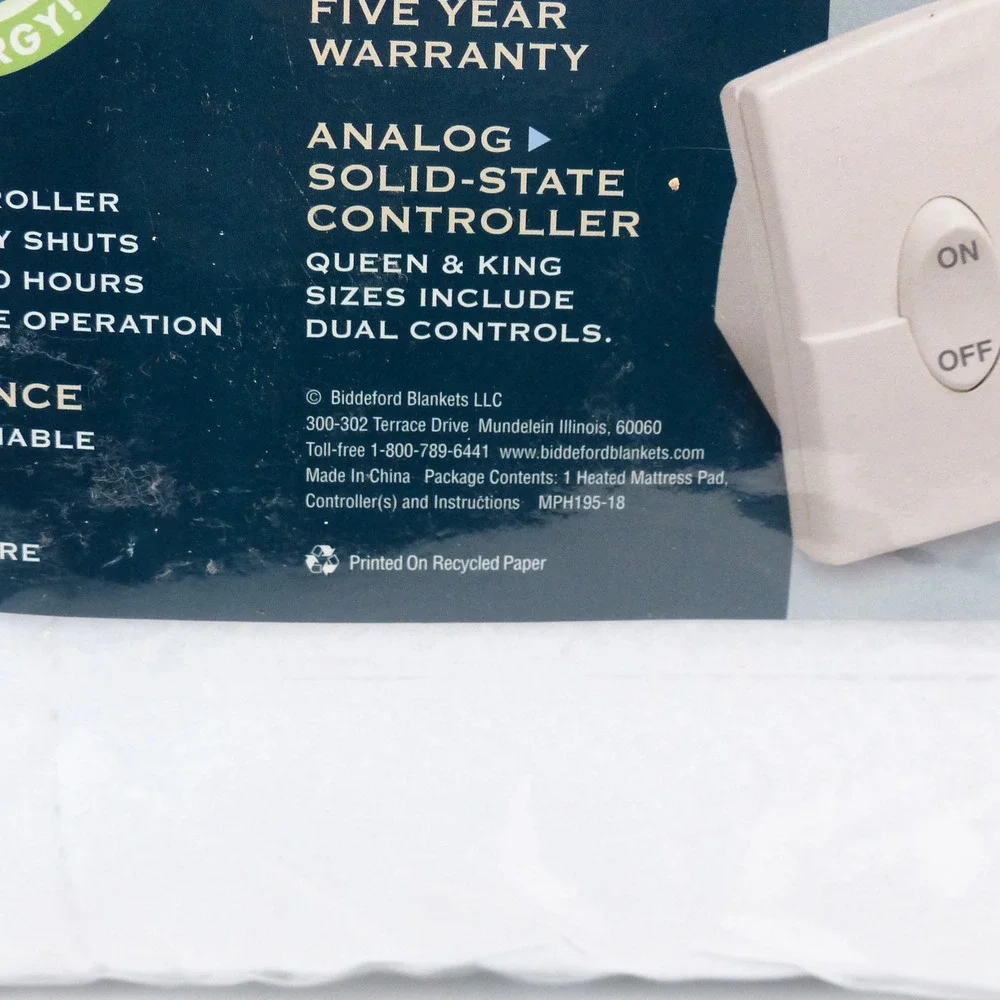 Biddeford Delightful Nights Automatic Heated Mattress Pad Twin White Bedding